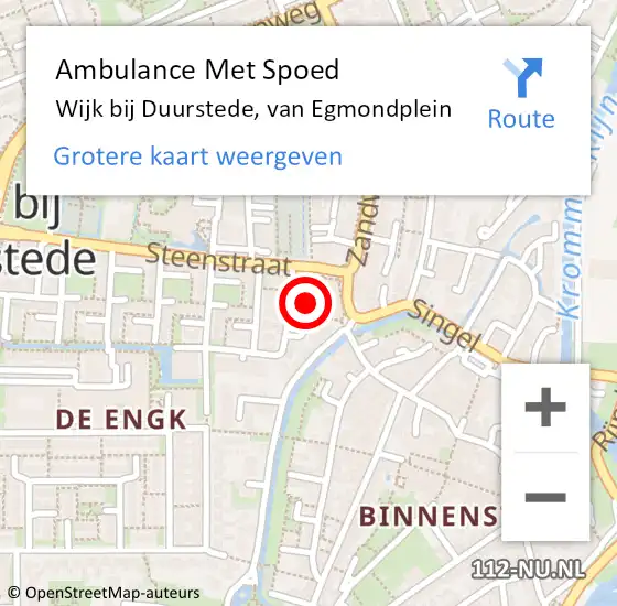 Locatie op kaart van de 112 melding: Ambulance Met Spoed Naar Wijk bij Duurstede, van Egmondplein op 28 juni 2015 17:54