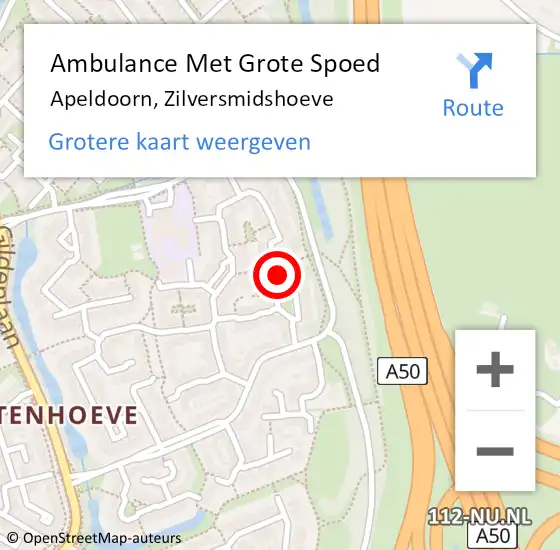 Locatie op kaart van de 112 melding: Ambulance Met Grote Spoed Naar Apeldoorn, Zilversmidshoeve op 28 juni 2015 18:00