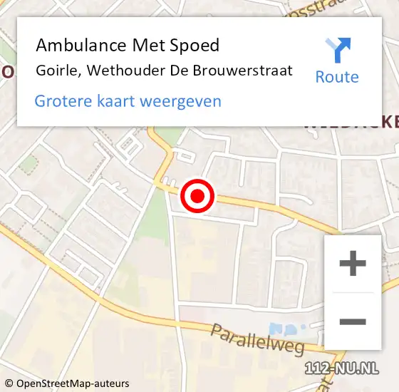Locatie op kaart van de 112 melding: Ambulance Met Spoed Naar Goirle, Wethouder De Brouwerstraat op 28 juni 2015 18:11