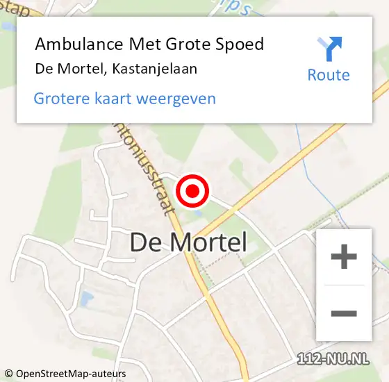 Locatie op kaart van de 112 melding: Ambulance Met Grote Spoed Naar De Mortel, Kastanjelaan op 28 juni 2015 18:36