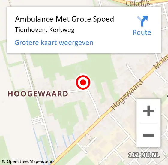 Locatie op kaart van de 112 melding: Ambulance Met Grote Spoed Naar Tienhoven, Kerkweg op 28 juni 2015 19:46