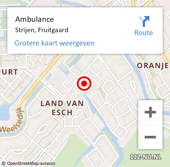 Locatie op kaart van de 112 melding: Ambulance Strijen, Fruitgaard op 28 juni 2015 20:16