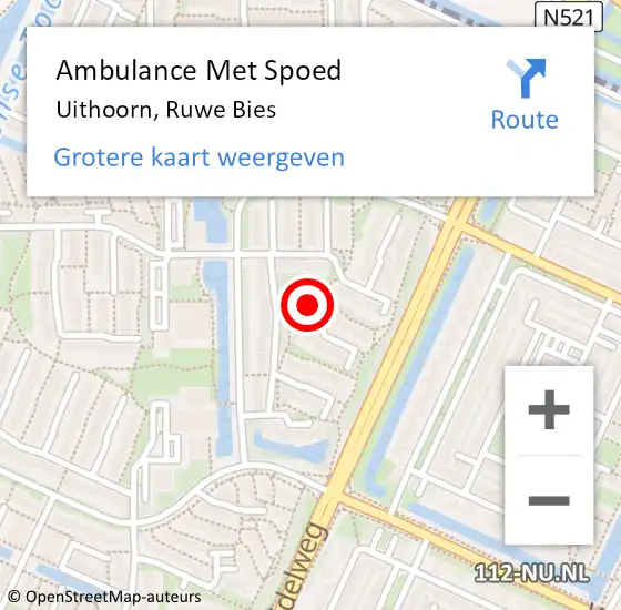 Locatie op kaart van de 112 melding: Ambulance Met Spoed Naar Uithoorn, Ruwe Bies op 28 juni 2015 20:24