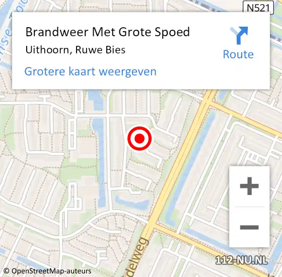 Locatie op kaart van de 112 melding: Brandweer Met Grote Spoed Naar Uithoorn, Ruwe Bies op 28 juni 2015 20:26