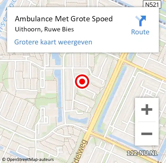 Locatie op kaart van de 112 melding: Ambulance Met Grote Spoed Naar Uithoorn, Ruwe Bies op 28 juni 2015 20:27