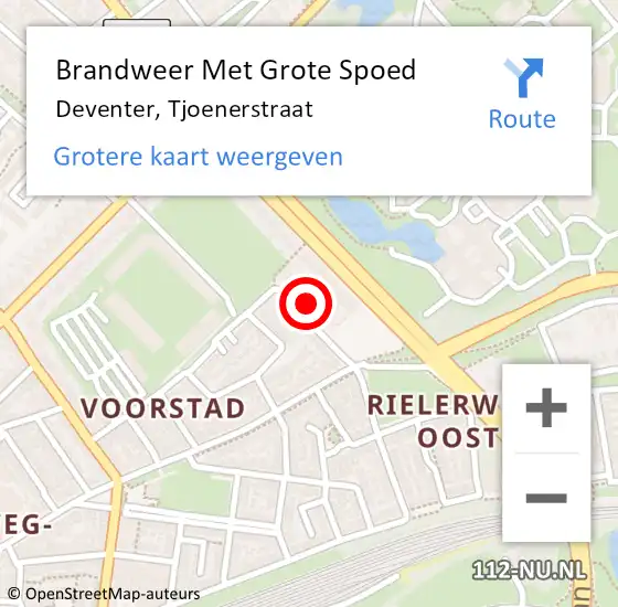 Locatie op kaart van de 112 melding: Brandweer Met Grote Spoed Naar Deventer, Tjoenerstraat op 12 november 2013 12:48