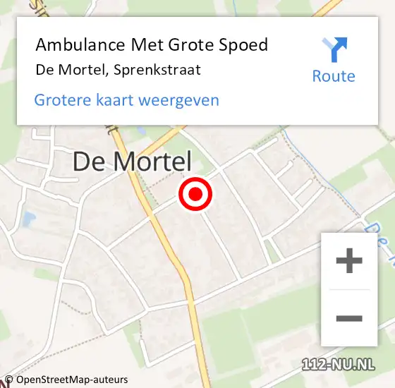 Locatie op kaart van de 112 melding: Ambulance Met Grote Spoed Naar De Mortel, Sprenkstraat op 28 juni 2015 21:07