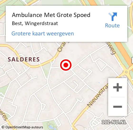 Locatie op kaart van de 112 melding: Ambulance Met Grote Spoed Naar Best, Wingerdstraat op 28 juni 2015 21:52