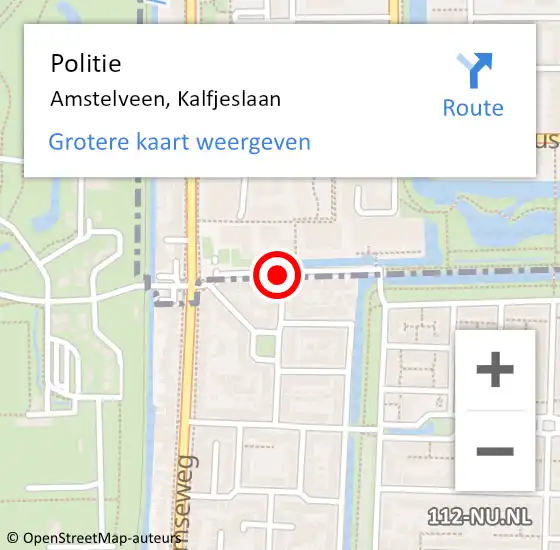 Locatie op kaart van de 112 melding: Politie Amstelveen, Kalfjeslaan op 28 juni 2015 22:25