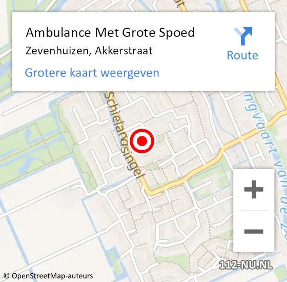 Locatie op kaart van de 112 melding: Ambulance Met Grote Spoed Naar Zevenhuizen, Akkerstraat op 28 juni 2015 23:32