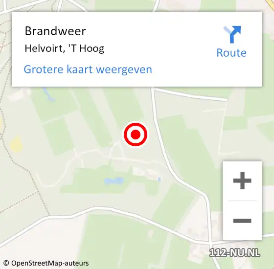 Locatie op kaart van de 112 melding: Brandweer Helvoirt, 'T Hoog op 28 juni 2015 23:32