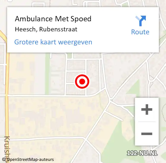 Locatie op kaart van de 112 melding: Ambulance Met Spoed Naar Heesch, Rubensstraat op 29 juni 2015 00:24