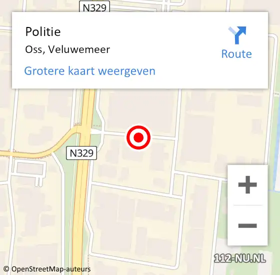 Locatie op kaart van de 112 melding: Politie Oss, Veluwemeer op 29 juni 2015 08:21