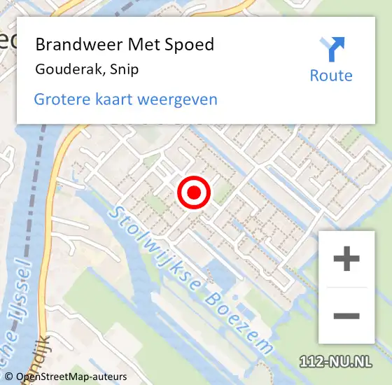 Locatie op kaart van de 112 melding: Brandweer Met Spoed Naar Gouderak, Snip op 29 juni 2015 08:24