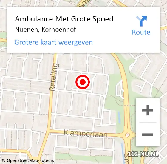 Locatie op kaart van de 112 melding: Ambulance Met Grote Spoed Naar Nuenen, Korhoenhof op 29 juni 2015 08:25