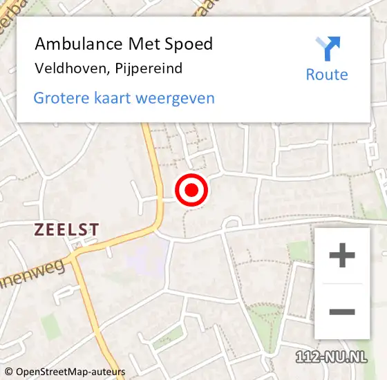 Locatie op kaart van de 112 melding: Ambulance Met Spoed Naar Veldhoven, Pijpereind op 29 juni 2015 08:50