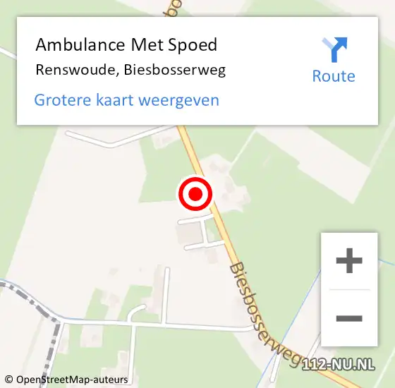 Locatie op kaart van de 112 melding: Ambulance Met Spoed Naar Renswoude, Biesbosserweg op 29 juni 2015 09:49