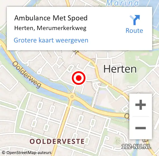 Locatie op kaart van de 112 melding: Ambulance Met Spoed Naar Herten, Merumerkerkweg op 29 juni 2015 11:11