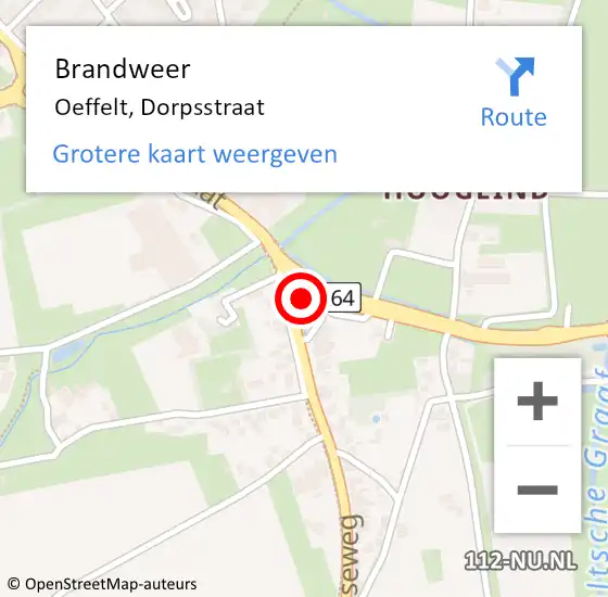 Locatie op kaart van de 112 melding: Brandweer Oeffelt, Dorpsstraat op 29 juni 2015 11:17