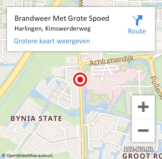 Locatie op kaart van de 112 melding: Brandweer Met Grote Spoed Naar Harlingen, Kimswerderweg op 29 juni 2015 11:25