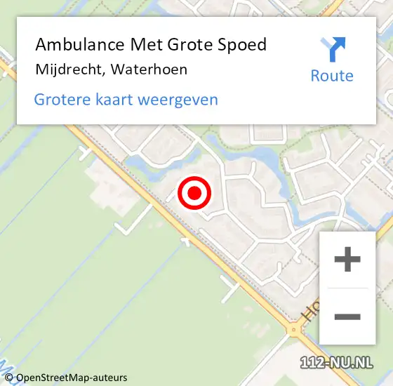 Locatie op kaart van de 112 melding: Ambulance Met Grote Spoed Naar Mijdrecht, Waterhoen op 29 juni 2015 11:45