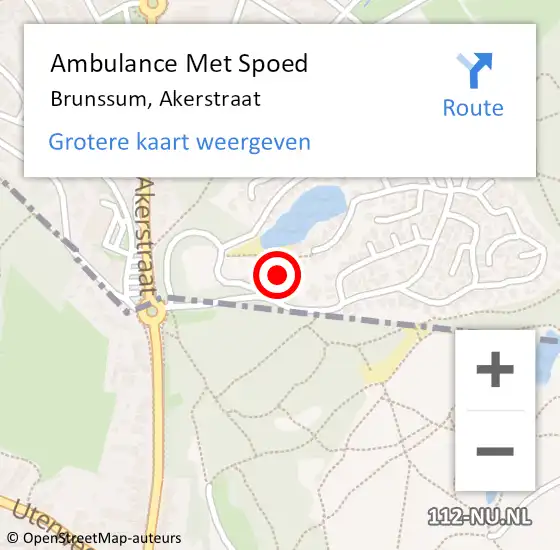 Locatie op kaart van de 112 melding: Ambulance Met Spoed Naar Brunssum, Akerstraat op 29 juni 2015 12:05