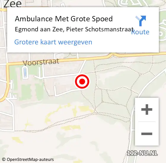 Locatie op kaart van de 112 melding: Ambulance Met Grote Spoed Naar Egmond aan Zee, Pieter Schotsmanstraat op 29 juni 2015 12:42