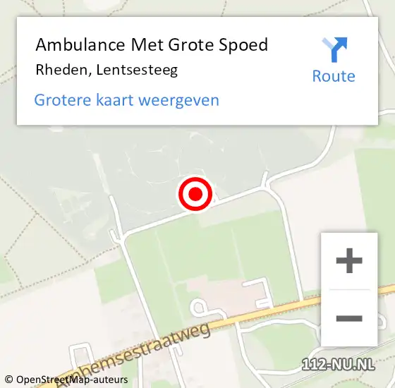 Locatie op kaart van de 112 melding: Ambulance Met Grote Spoed Naar Rheden, Lentsesteeg op 29 juni 2015 12:45