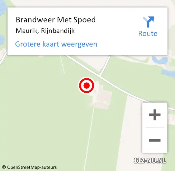 Locatie op kaart van de 112 melding: Brandweer Met Spoed Naar Maurik, Rijnbandijk op 29 juni 2015 12:56