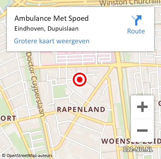 Locatie op kaart van de 112 melding: Ambulance Met Spoed Naar Eindhoven, Dupuislaan op 29 juni 2015 13:03