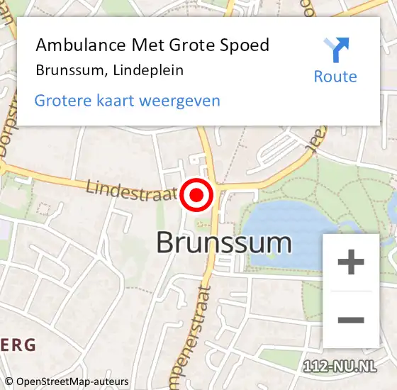 Locatie op kaart van de 112 melding: Ambulance Met Grote Spoed Naar Brunssum, Lindeplein op 29 juni 2015 13:04