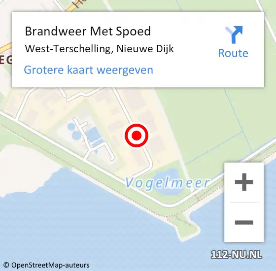 Locatie op kaart van de 112 melding: Brandweer Met Spoed Naar West-Terschelling, Nieuwe Dijk op 29 juni 2015 13:34