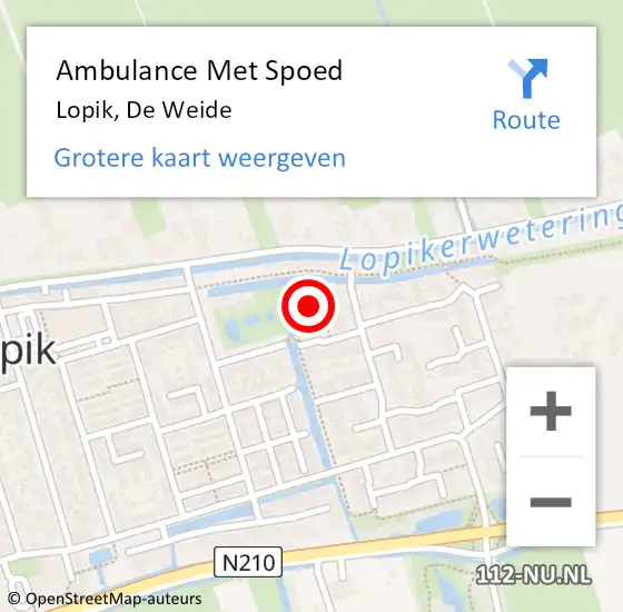 Locatie op kaart van de 112 melding: Ambulance Met Spoed Naar Lopik, De Weide op 29 juni 2015 13:36