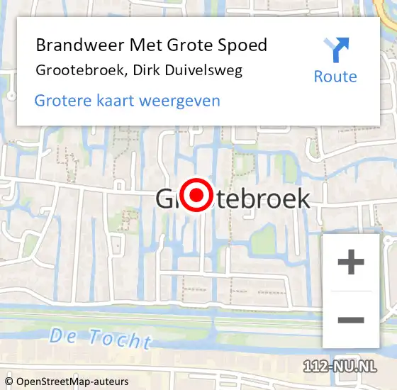 Locatie op kaart van de 112 melding: Brandweer Met Grote Spoed Naar Grootebroek, Dirk Duivelsweg op 29 juni 2015 13:39