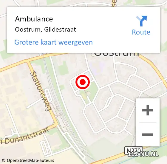 Locatie op kaart van de 112 melding: Ambulance Oostrum, Gildestraat op 29 juni 2015 15:00