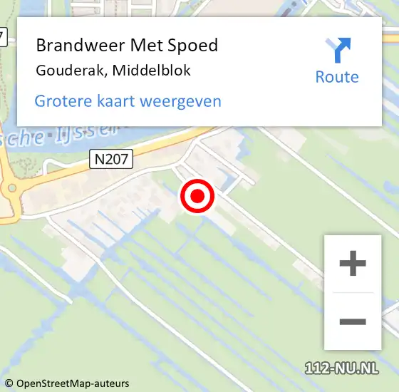 Locatie op kaart van de 112 melding: Brandweer Met Spoed Naar Gouderak, Middelblok op 29 juni 2015 15:20