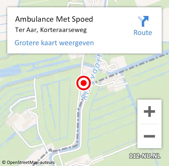 Locatie op kaart van de 112 melding: Ambulance Met Spoed Naar Ter Aar, Korteraarseweg op 29 juni 2015 16:57