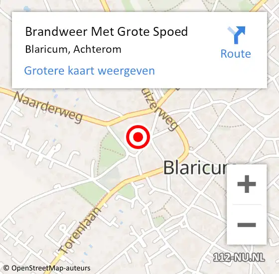 Locatie op kaart van de 112 melding: Brandweer Met Grote Spoed Naar Blaricum, Achterom op 29 juni 2015 17:03