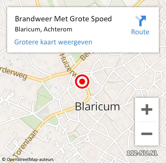 Locatie op kaart van de 112 melding: Brandweer Met Grote Spoed Naar Blaricum, Achterom op 29 juni 2015 17:05