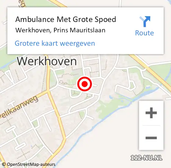 Locatie op kaart van de 112 melding: Ambulance Met Grote Spoed Naar Werkhoven, Prins Mauritslaan op 12 november 2013 14:16