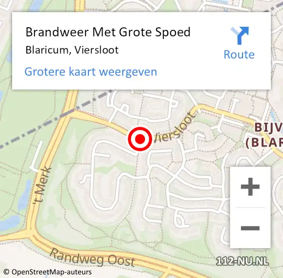 Locatie op kaart van de 112 melding: Brandweer Met Grote Spoed Naar Blaricum, Viersloot op 29 juni 2015 17:39