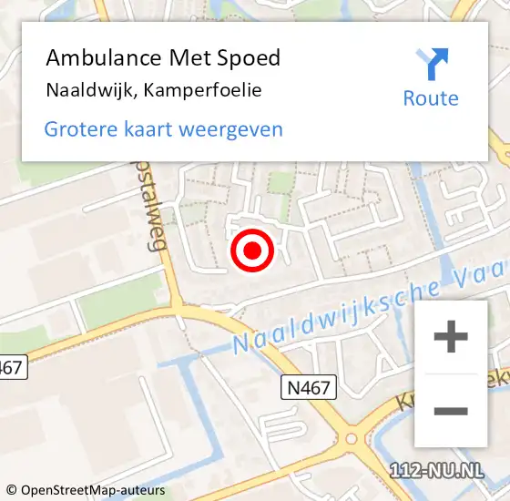 Locatie op kaart van de 112 melding: Ambulance Met Spoed Naar Naaldwijk, Kamperfoelie op 29 juni 2015 17:47