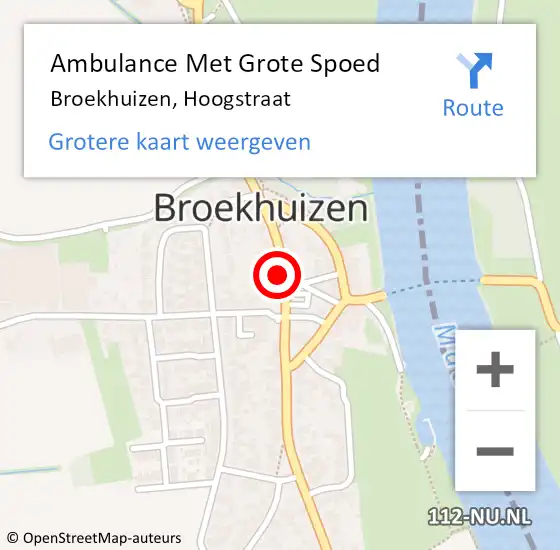 Locatie op kaart van de 112 melding: Ambulance Met Grote Spoed Naar Broekhuizen, Hoogstraat op 29 juni 2015 18:23