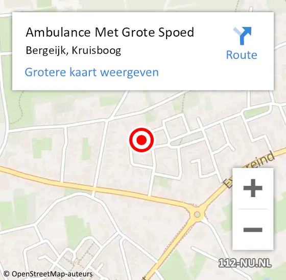 Locatie op kaart van de 112 melding: Ambulance Met Grote Spoed Naar Bergeijk, Kruisboog op 29 juni 2015 18:23