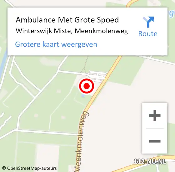 Locatie op kaart van de 112 melding: Ambulance Met Grote Spoed Naar Winterswijk Miste, Meenkmolenweg op 29 juni 2015 18:27