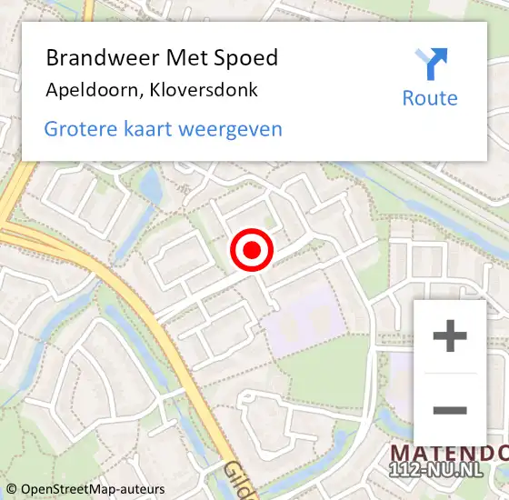 Locatie op kaart van de 112 melding: Brandweer Met Spoed Naar Apeldoorn, Kloversdonk op 29 juni 2015 20:02