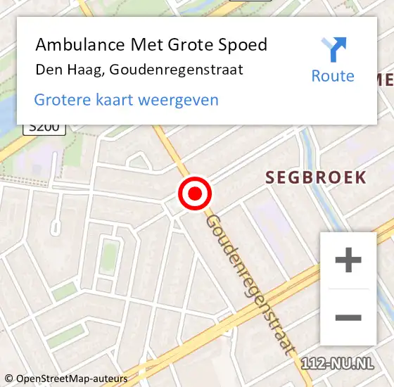 Locatie op kaart van de 112 melding: Ambulance Met Grote Spoed Naar Den Haag, Goudenregenstraat op 29 juni 2015 20:23