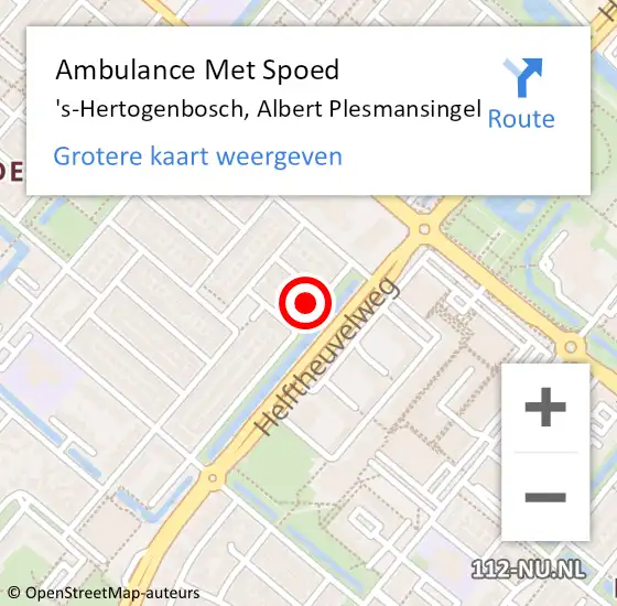 Locatie op kaart van de 112 melding: Ambulance Met Spoed Naar 's-Hertogenbosch, Albert Plesmansingel op 29 juni 2015 20:25