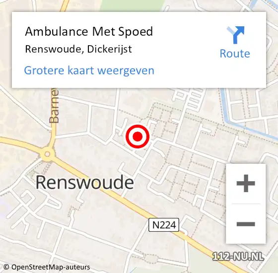 Locatie op kaart van de 112 melding: Ambulance Met Spoed Naar Renswoude, Dickerijst op 29 juni 2015 20:36