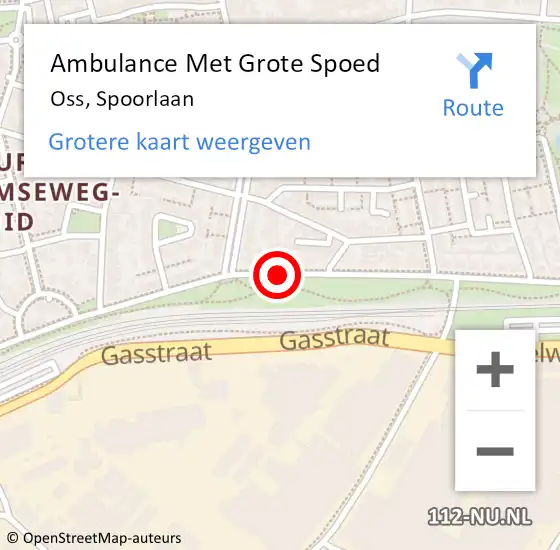 Locatie op kaart van de 112 melding: Ambulance Met Grote Spoed Naar Oss, Spoorlaan op 29 juni 2015 20:58